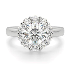 1.00 CTW Round Cut Halo Lab Grown Diamond Ring for Women