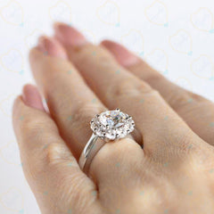 1.00 CTW Round Cut Halo Lab Grown Diamond Ring for Women