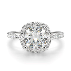 1.50 CTW Cushion Cut Halo Lab Grown Diamond Ring for Women