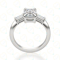 1.00 CTW Emerald Cut 3 Stone Lab Grown Diamond Ring for Women