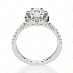 Anello con diamante Halo Lab Grown taglio rotondo TCW da 1,70 per donna