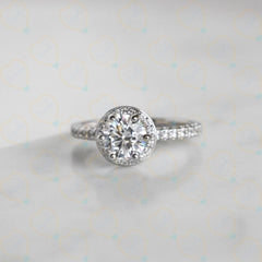 1.70 TCW Round Cut Halo Lab Grown Diamond Ring for Women