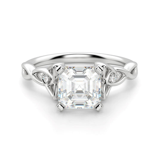 1.50 CTW Asscher Cut 3 Stone Lab Grown Diamond Ring for Women