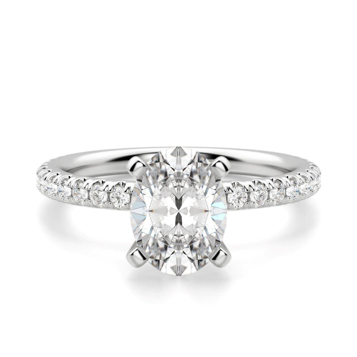 0.80 CTW Oval Cut Solitaire With Accents Lab Grown Diamond Ring for Women