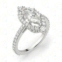 Marquise Cut Halo Lab Grown Diamond Ring for Women