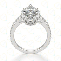 Marquise Cut Halo Lab Grown Diamond Ring for Women