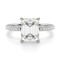 1.00 TCW Emerald Cut Solitaire With Accents Lab Grown Diamond Ring for Women