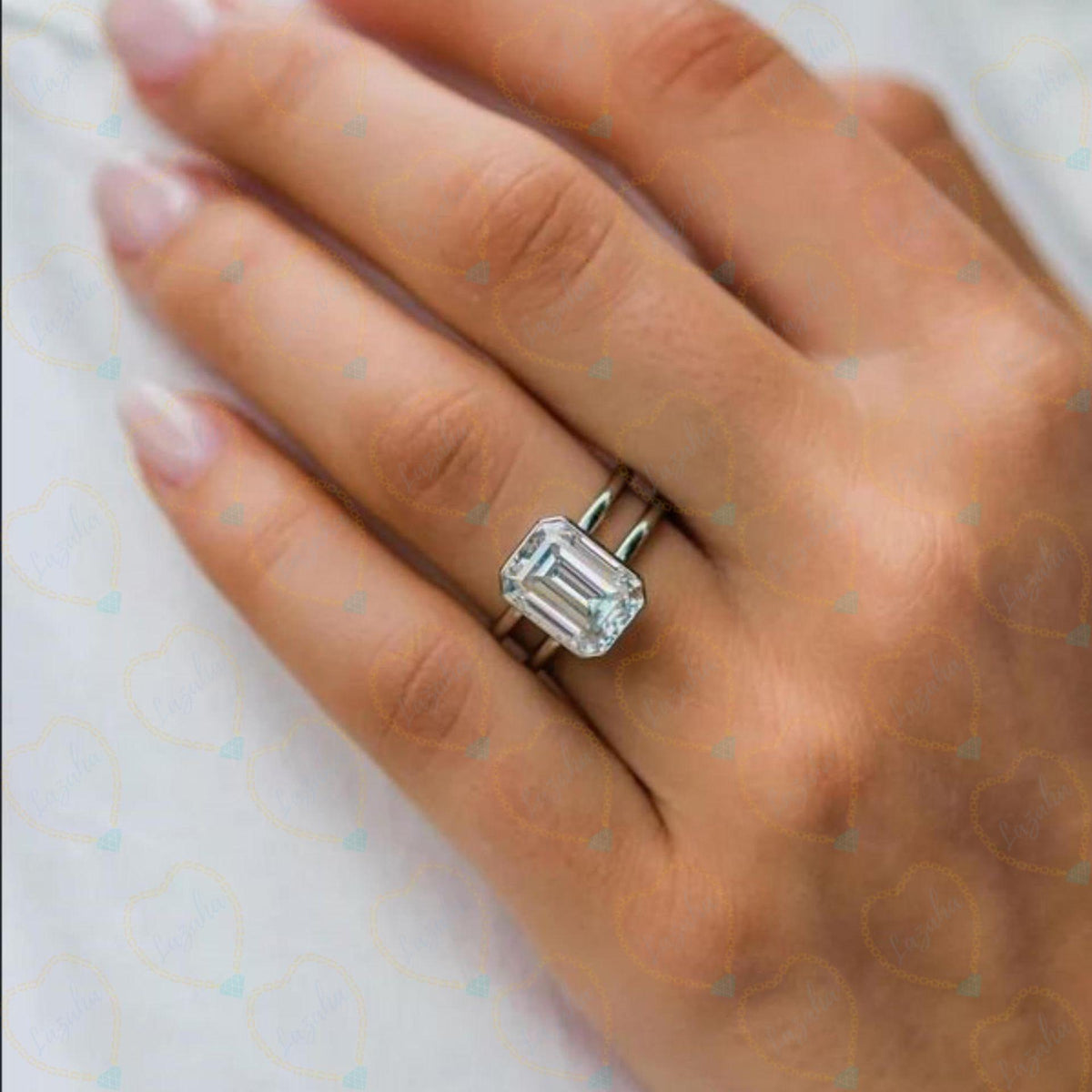 2.00 TCW Emerald Cut Bridal Set Lab Grown Diamond Ring for Women