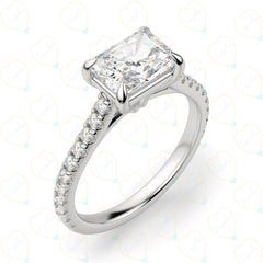 1.00 CTW Radiant Cut Solitaire With Accents Lab Grown Diamond Ring for Women