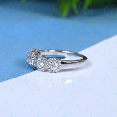 2.50 CTW Round Cut Half Eternity Lab Grown Diamond Ring for Women