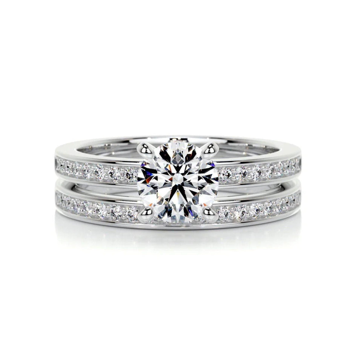 1.00 CTW Round Cut Bridal Set Lab Grown Diamond Ring for Women