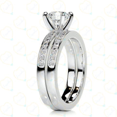 1.00 CTW Round Cut Bridal Set Lab Grown Diamond Ring for Women