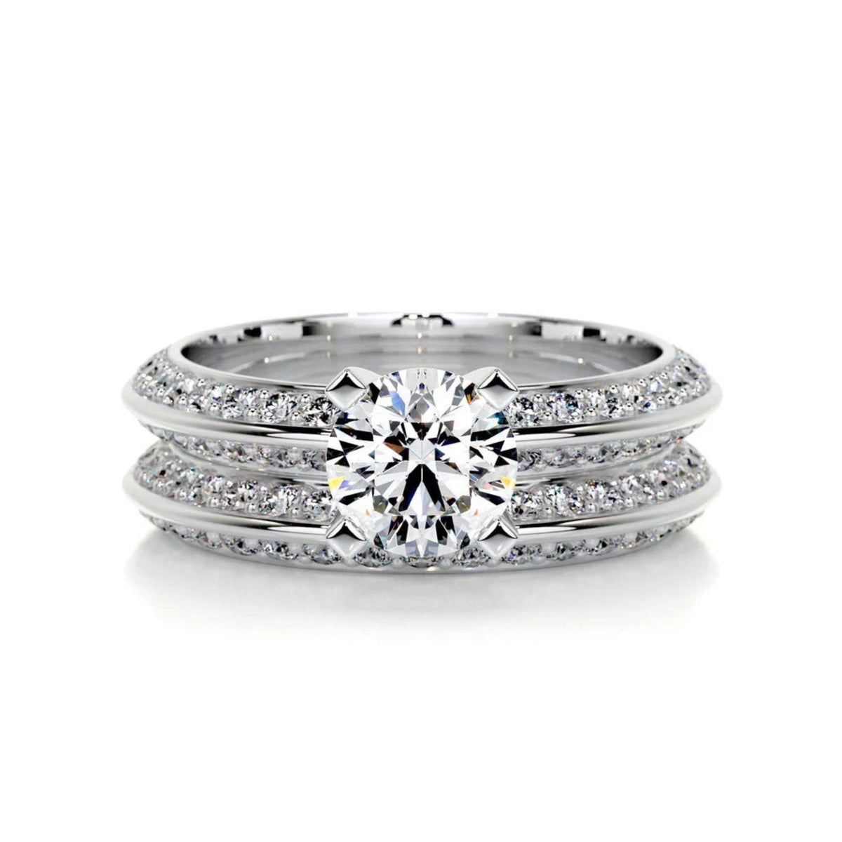 1.00 CTW Round Cut Bridal Set Lab Grown Diamond Ring for Women