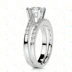 1.70 CTW Round Cut Bridal Set Lab Grown Diamond Ring for Women