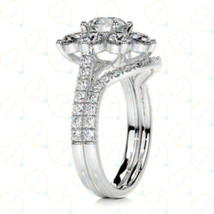 1.00 CTW Round Cut Bridal Set Lab Grown Diamond Ring for Women