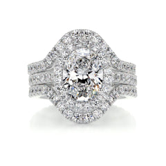 0.80 CTW Oval Cut Trio Set Lab Grown Diamond Ring for Women