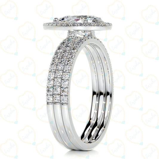 1.20 CTW Pear Cut Trio Set Lab Grown Diamond Ring for Women