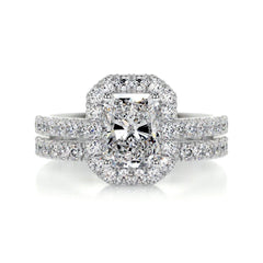 1.00 CTW Radiant Cut Bridal Set Lab Grown Diamond Ring for Women