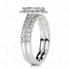 1.00 CTW Radiant Cut Bridal Set Lab Grown Diamond Ring for Women