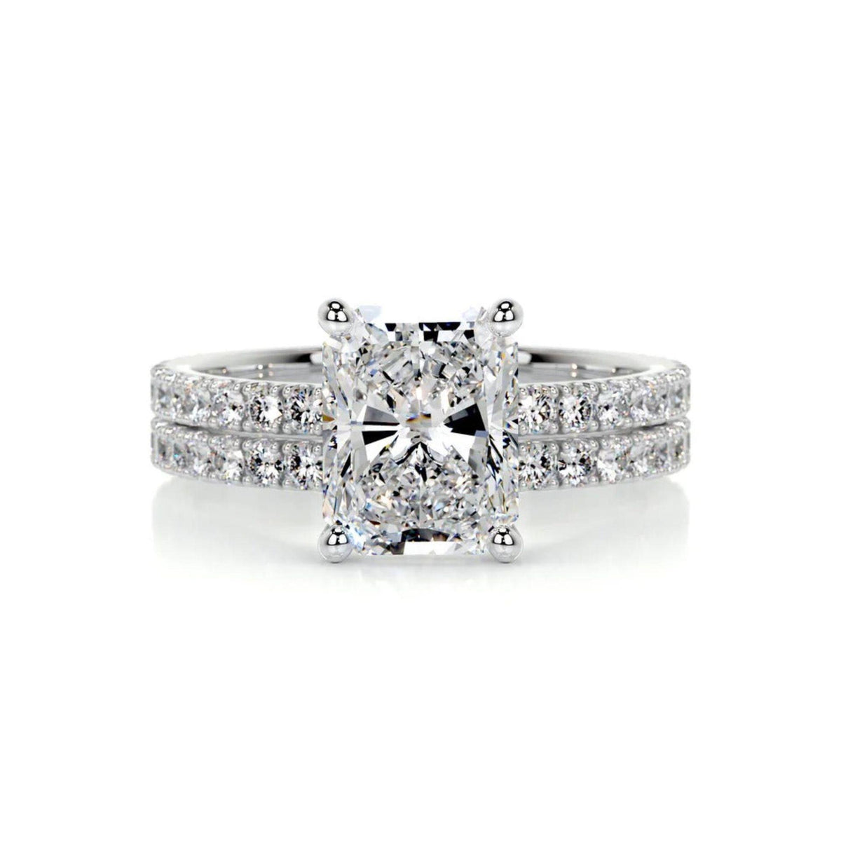 1.30 CTW Radiant Cut Bridal Set Lab Grown Diamond Ring for Women