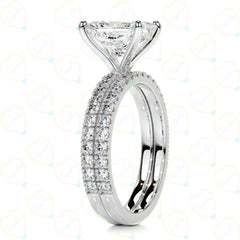 1.30 CTW Radiant Cut Bridal Set Lab Grown Diamond Ring for Women