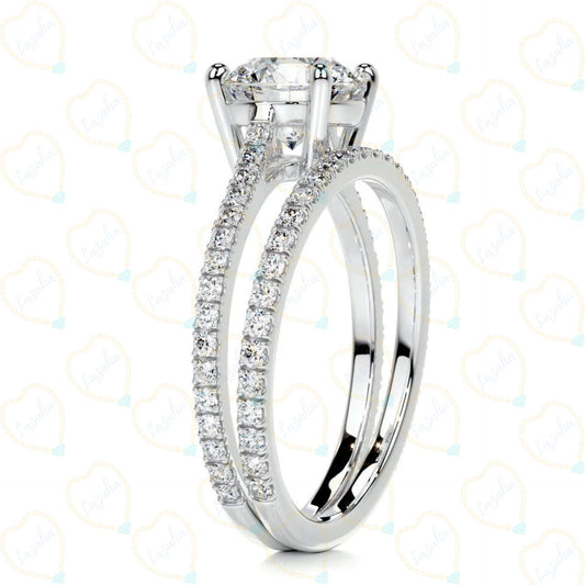 1.00 CTW Round Cut Bridal Set Lab Grown Diamond Ring for Women