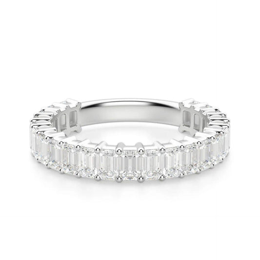 11.50 CTW Emerald Cut Half Eternity Lab Grown Diamond Ring for Women