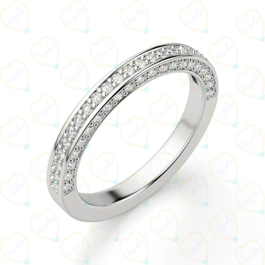 0.80 CTW Round Cut Half Eternity Lab Grown Diamond Ring for Women