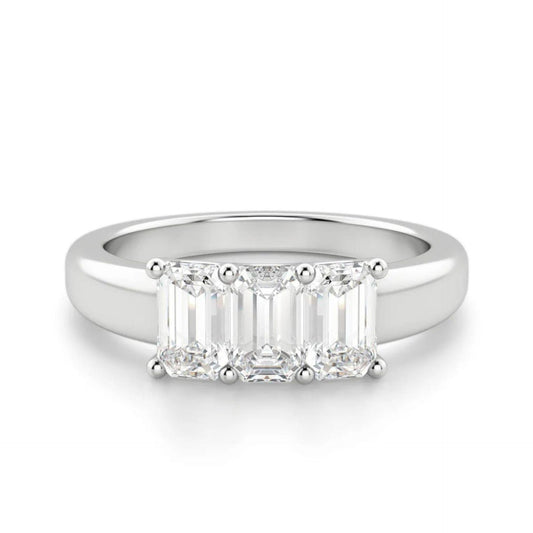 3.00 CTW Emerald Cut 3 Stone Lab Grown Diamond Ring for Women