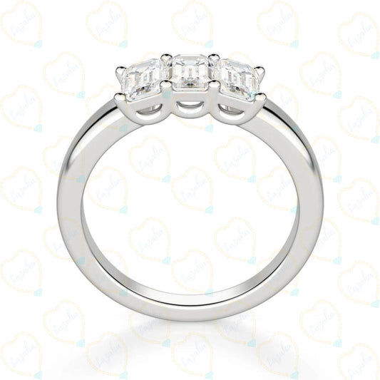 3.00 CTW Emerald Cut 3 Stone Lab Grown Diamond Ring for Women