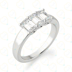 3.00 CTW Emerald Cut 3 Stone Lab Grown Diamond Ring for Women