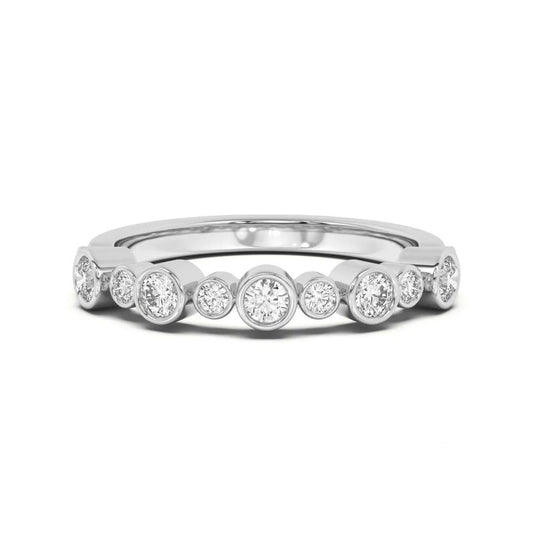 0.60 CTW Round Cut Half Eternity Lab Grown Diamond Ring for Women