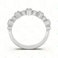 0.60 CTW Round Cut Half Eternity Lab Grown Diamond Ring for Women