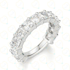 10.00 CTW Asscher Cut Half Eternity Lab Grown Diamond Ring for Women