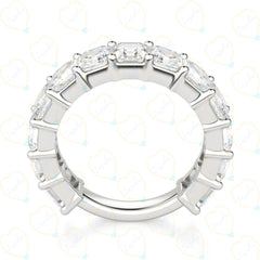 Anello da donna con diamanti coltivati ​​in laboratorio taglio Asscher Half Eternity da 10,00 CTW