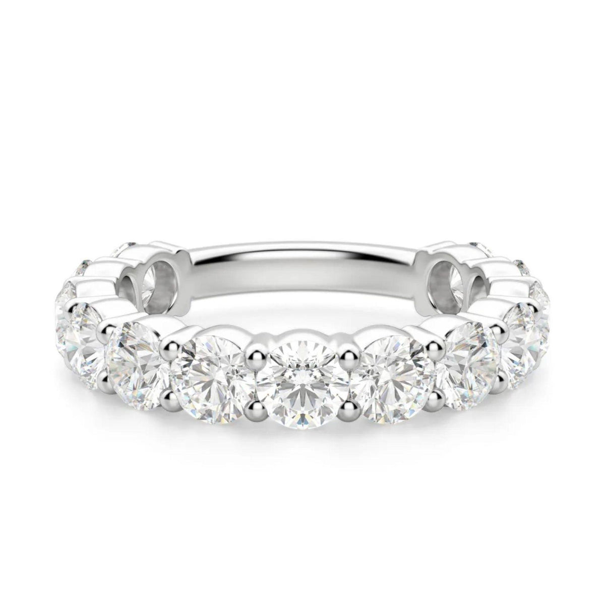 6.50 CTW Round Cut Half Eternity Lab Grown Diamond Ring for Women