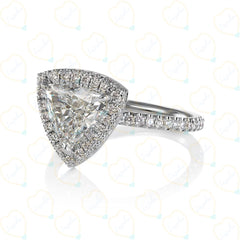 1.50 CTW Trillion Cut Hidden Halo Lab Grown Diamond Ring for Women