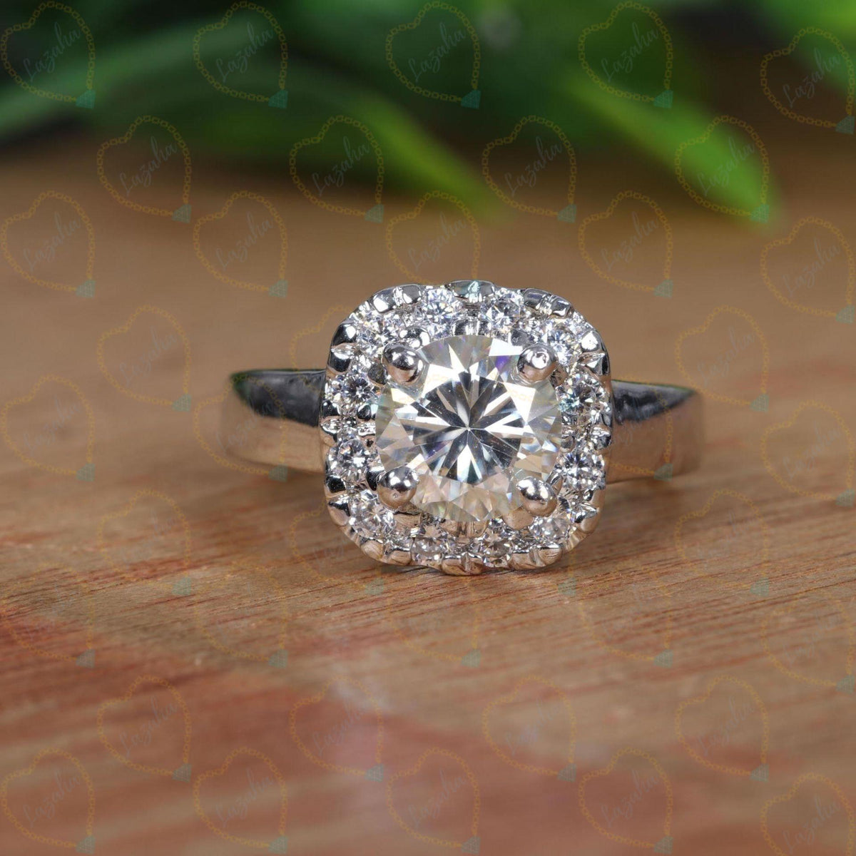 1.00 CTW Round Cut Halo Lab Grown Diamond Ring for Women