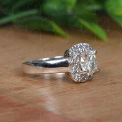 1.00 CTW Round Cut Halo Lab Grown Diamond Ring for Women