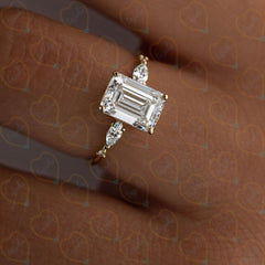 1.80 CTW Emerald Cut 5 Stone Lab Grown Diamond Ring for Women