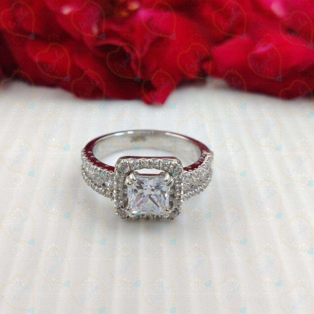 3.00 CTW Princess Cut Solitaire With Accents Lab Grown Diamond Ring for Women