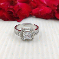 3.00 CTW Princess Cut Solitaire With Accents Lab Grown Diamond Ring for Women