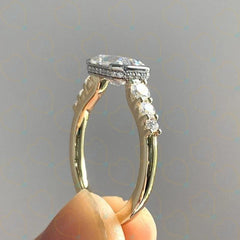 2.50 TCW Emerald Cut Hidden Halo Lab Grown Diamond Ring for Women