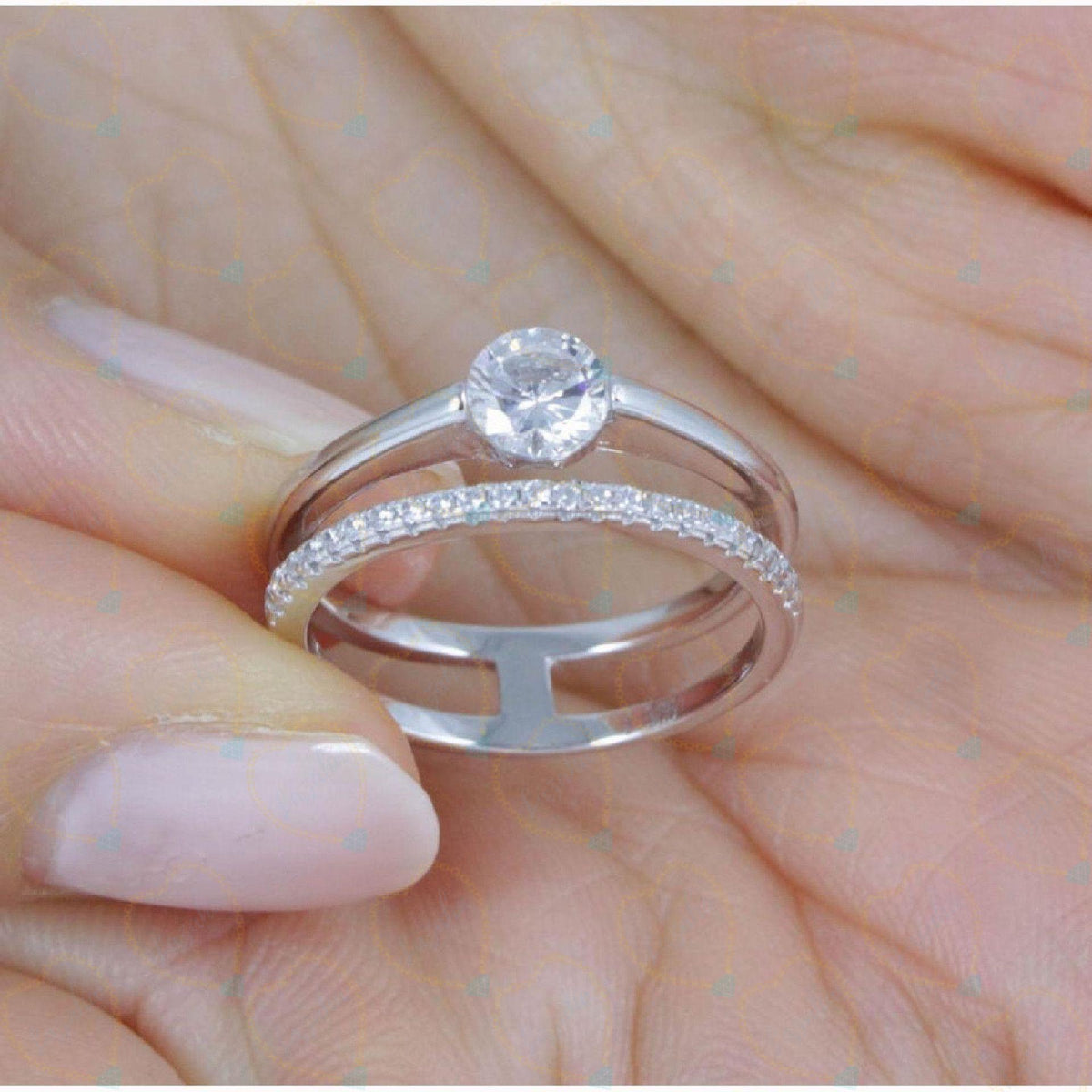 0.90 TCW Round Cut Bridal Set Lab Grown Diamond Ring for Women