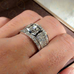 1.00 CTW Round Cut Art Deco Lab Grown Diamond Ring for Women