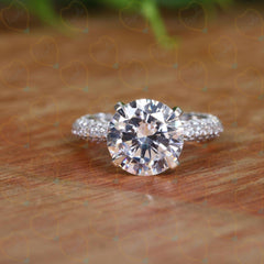 2.00 CTW Round Cut Solitaire With Accents Lab Grown Diamond Ring for Women