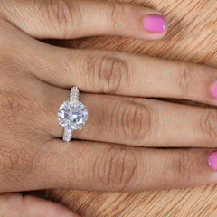 2.00 CTW Round Cut Solitaire With Accents Lab Grown Diamond Ring for Women