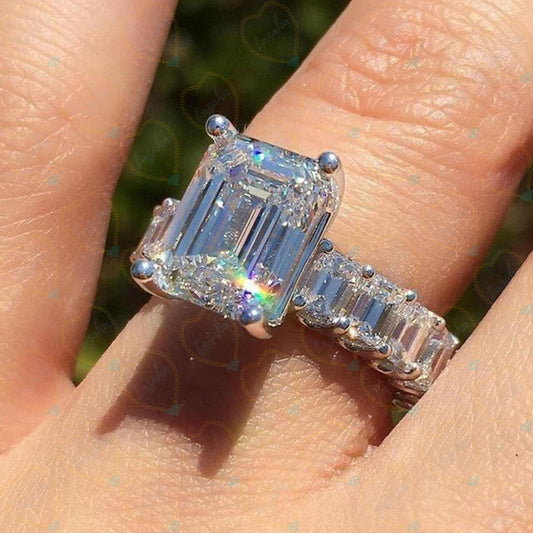 1.80 TCW Emerald Cut Solitaire With Accents Lab Grown Diamond Ring for Women