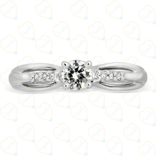 1.00 TCW Round Cut Solitaire With Accents Lab Grown Diamond Ring for Women