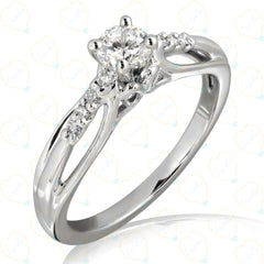 1.00 TCW Round Cut Solitaire With Accents Lab Grown Diamond Ring for Women